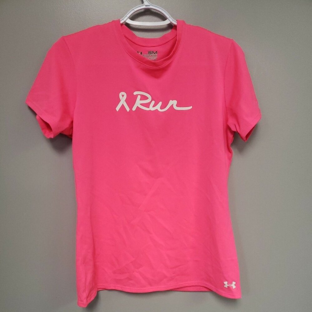 Under Armour womens t‎ shirt Size Small heatgear SEMIFITTED "I Run" Short Sleeve